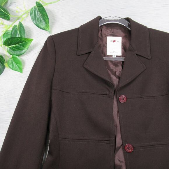 VERTIGO Pour La Ville Paris Brown Button Front Jacket Blazer Women’s Size Small - Picture 6 of 13